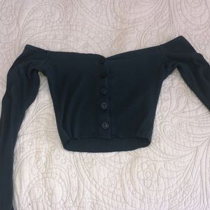 Dark green off the shoulder crop top